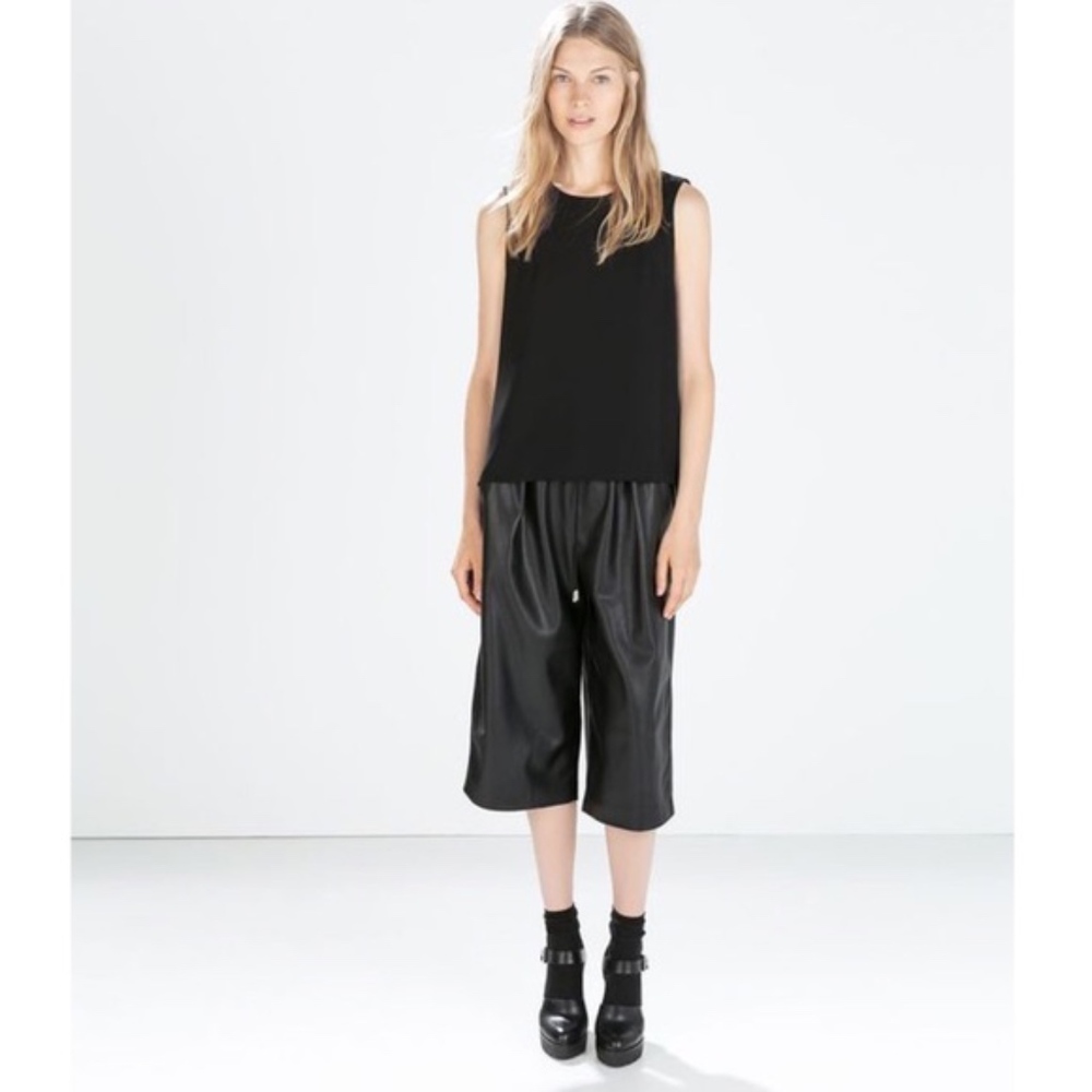 Zara cropped faux leather culotte